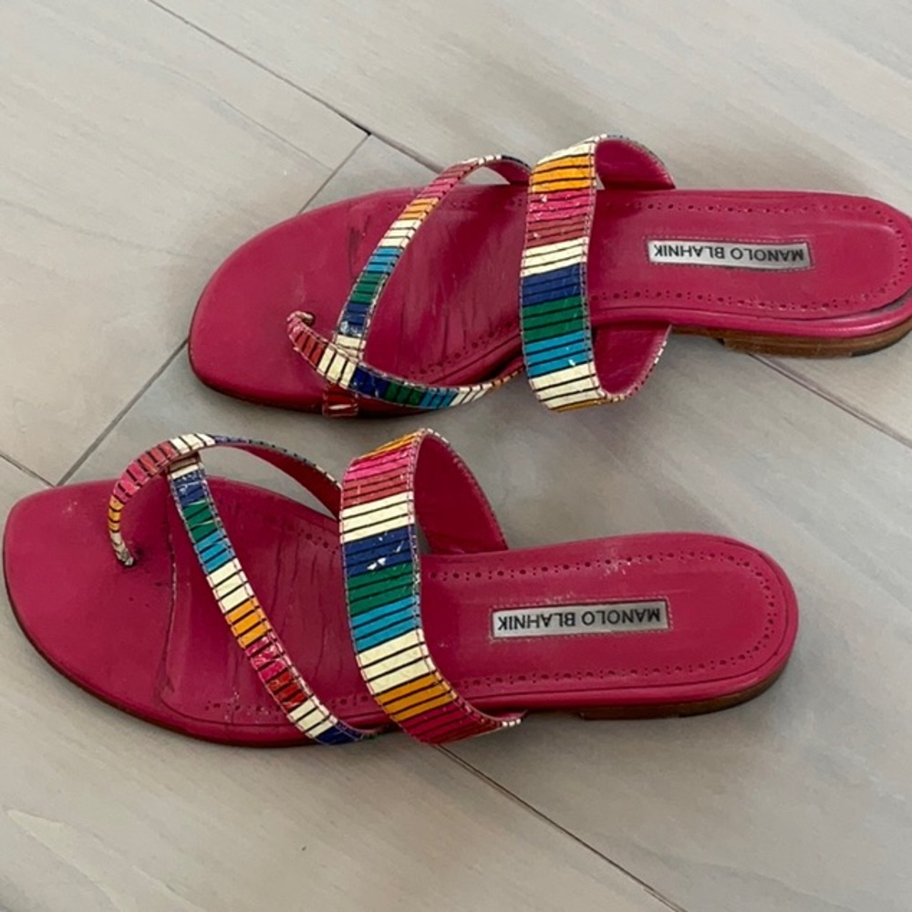 Manolo Blahnik multi color size 39 sandals